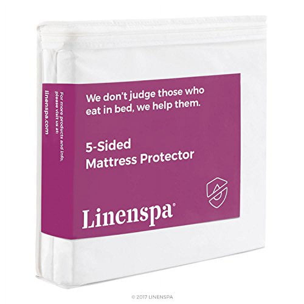 Linenspa Cotton Terry Waterproof Mattress Protector - Top Protection  Mattress Cover - Dorm Room Essentials - Twin XL, White