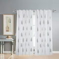 thumbnail image 1 of Linenwalas Natural Cotton Linen Semi-Sheer Curtains for Living Room 63 inch Length Set of 2, Rod Pocket Top, Printed Semi Transparent Curtain Balance Privacy & Light (W-52xL-63 Inches /Black Leaf), 1 of 6