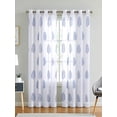 thumbnail image 1 of Linenwalas Natural Cotton Linen Semi-Sheer Curtains for Living Room 96 inch Length 2 Panels Set, Grommet Top, Semi Transparent Window Curtain Balance Privacy & Light (W-52xL-96 Inches /Blue Leaf), 1 of 7
