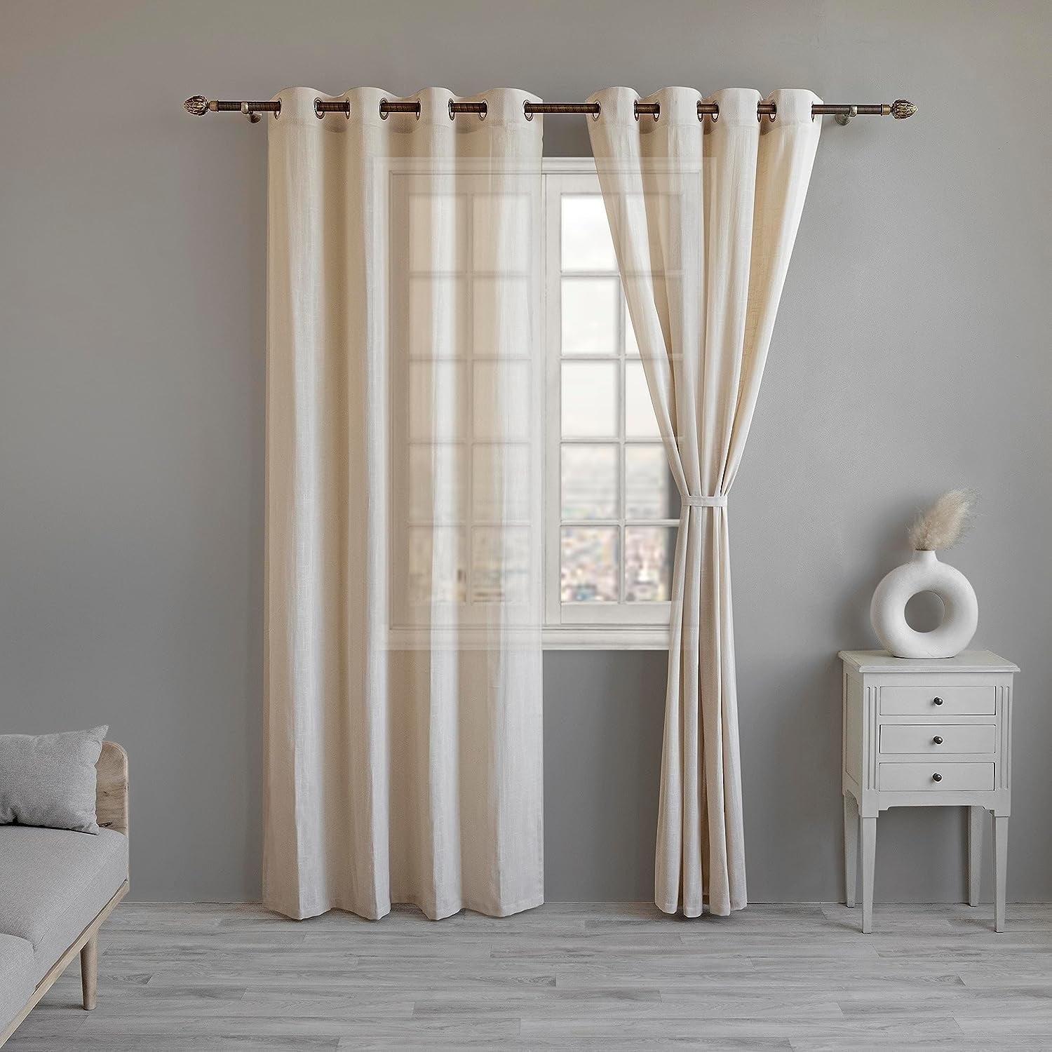 Morning Glory Cotton-Linen Sheer Curtains - Thumbnail 2