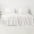 thumbnail image 1 of Linenwalas Queen Size 4 Piece Bedding Sheet Set, 100% Bamboo Silk Sheets, Deep Pocket Premium Bed Sheet (White, Queen), 1 of 9