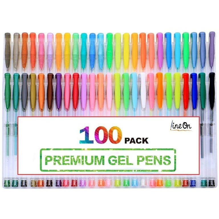 Lineon 50 Colors Gel Pens with 50 Refills Gel Pen Set for Adult Coloring Books Art Markers