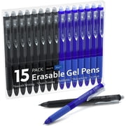 Erasable Gel Pens, 15 Pack Retractable Erasable Pens Clicker, Fine Point, Make Mistakes Disappear, 8 Black 7 Blue Inks for Writing Planner and Crossword Puzzles