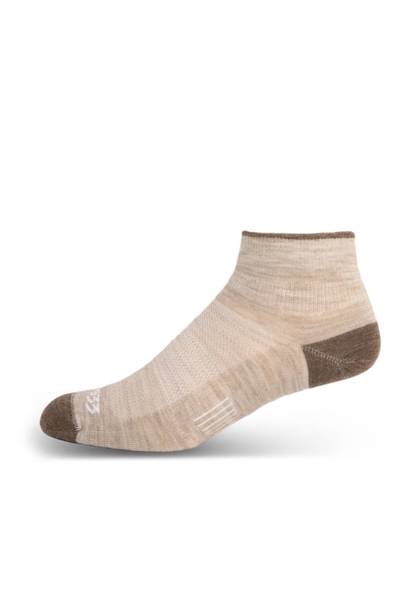 USA Made - Merino Wool Ankle Socks - Micro Weight Liner - Trail Running Socks - Merino Wool - Mountain Heritage - Oatmeal - X-Large
