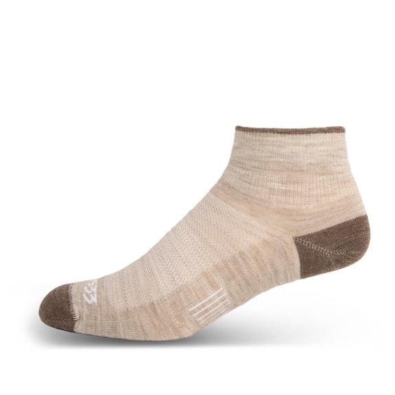 USA Made - Merino Wool Ankle Socks - Micro Weight Liner - Trail Running Socks - Merino Wool - Mountain Heritage - Oatmeal - X-Large