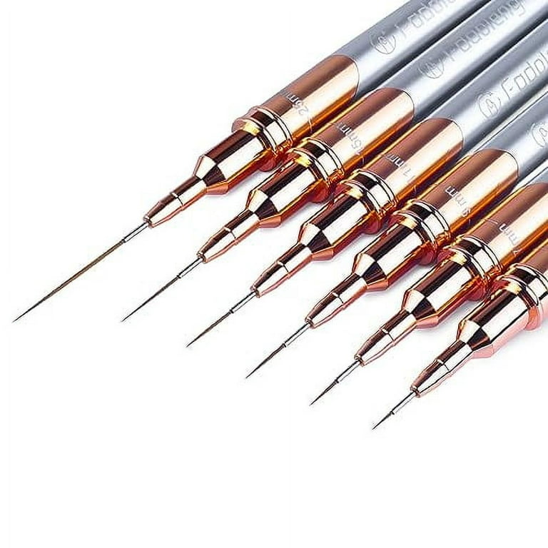 Liner Brush for Nails, 6Pcs Thin Nail Art Brushes Professional Nail Detail  Brush for Gel Polish Sizes 5/7/9/11/15/25mm (Silver and Golden)
