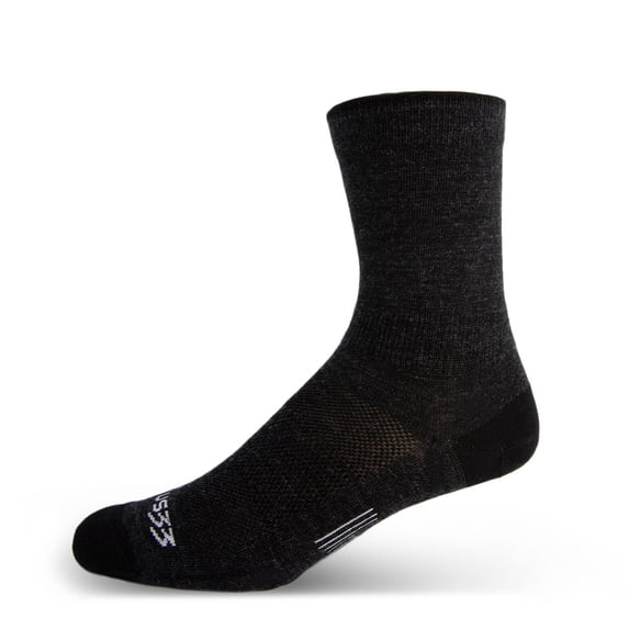 USA Made - Crew Socks - Micro Weight Liner - Hiking Socks - Merino Wool - Mountain Heritage - Black - Small
