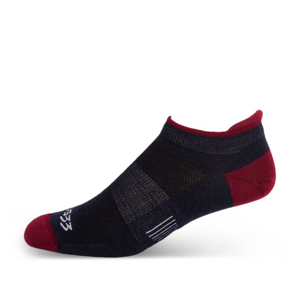 USA Made - No Show Tab Socks - Micro Weight Liner - Merino Wool Running Socks - Mountain Heritage - Patriot - X-Large
