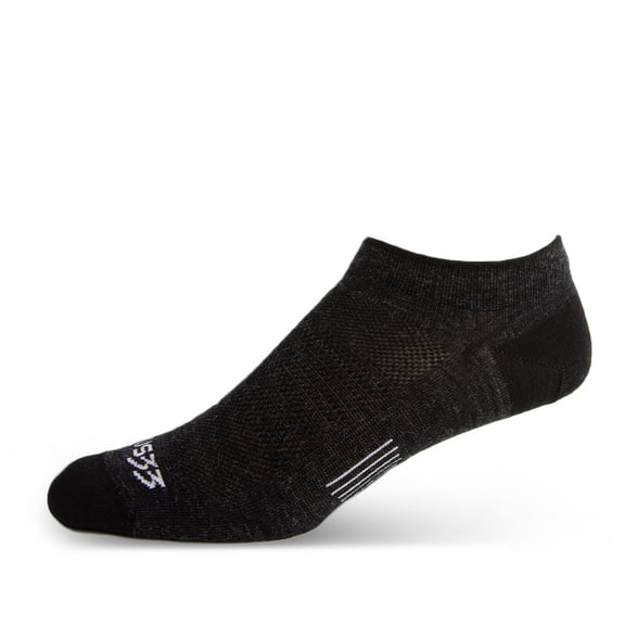 USA Made - No Show Socks - Micro Weight Liner - Merino Wool Running Socks - Mountain Heritage - Black - X-Large
