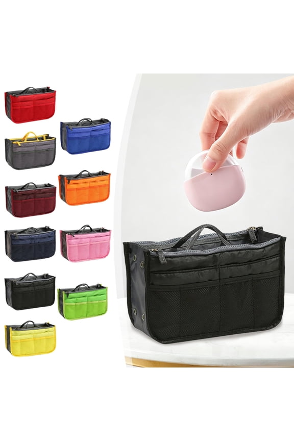 Liner Organizer Bag 10.63x6.3x3.54inch, Double Zip Large Capacity Polyester Cosmetic Pouch, Foldable Mesh Storage Bag for Travel Daily Use, Green