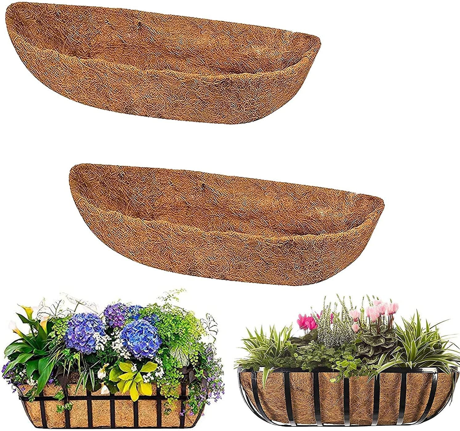 Liner for Planters 2 pcs Half Moon Shape Liner Trough,Coir nut Fiber