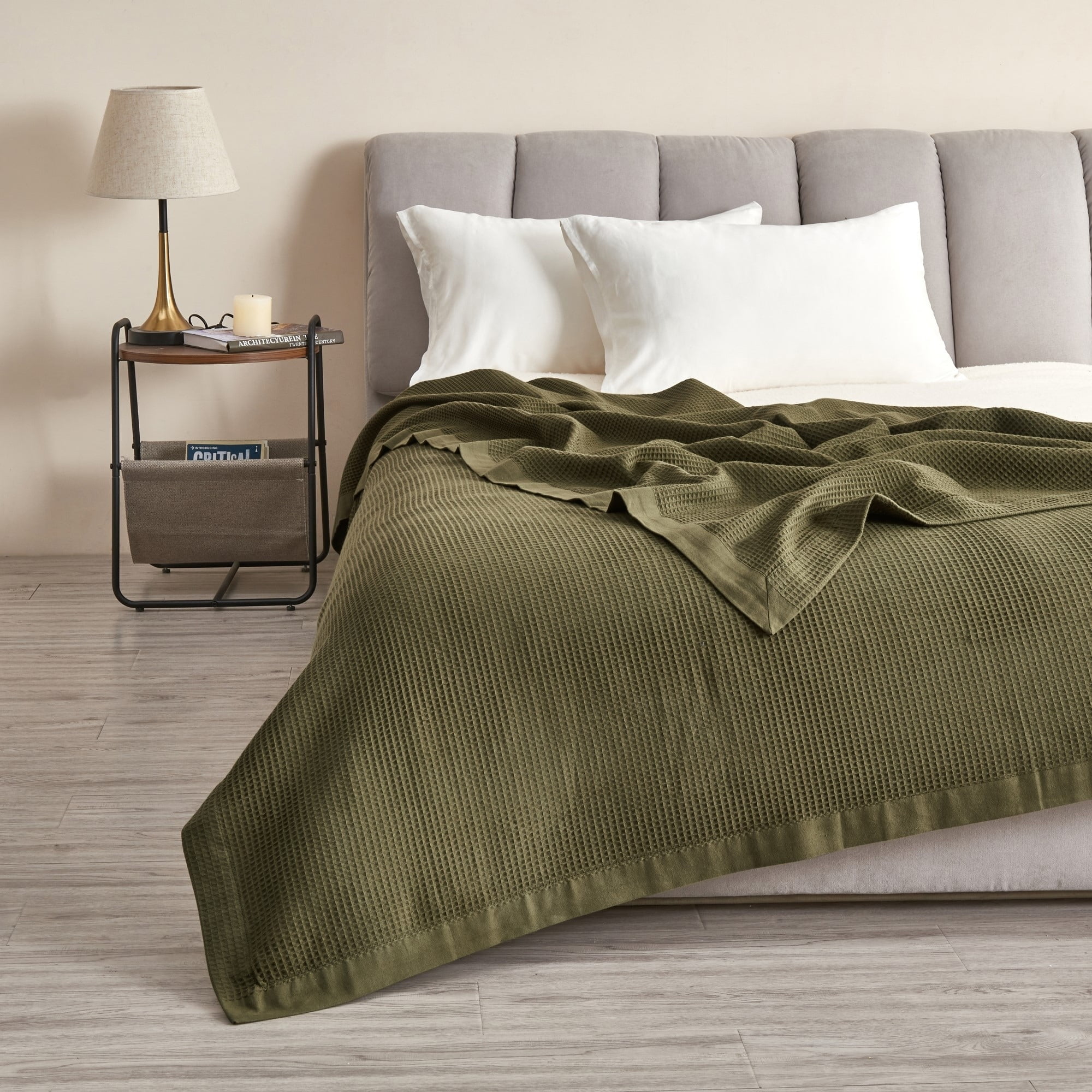 Linery & Co. Luxurious 100 Cotton Soft Waffle Weave Knit Blanket Twin