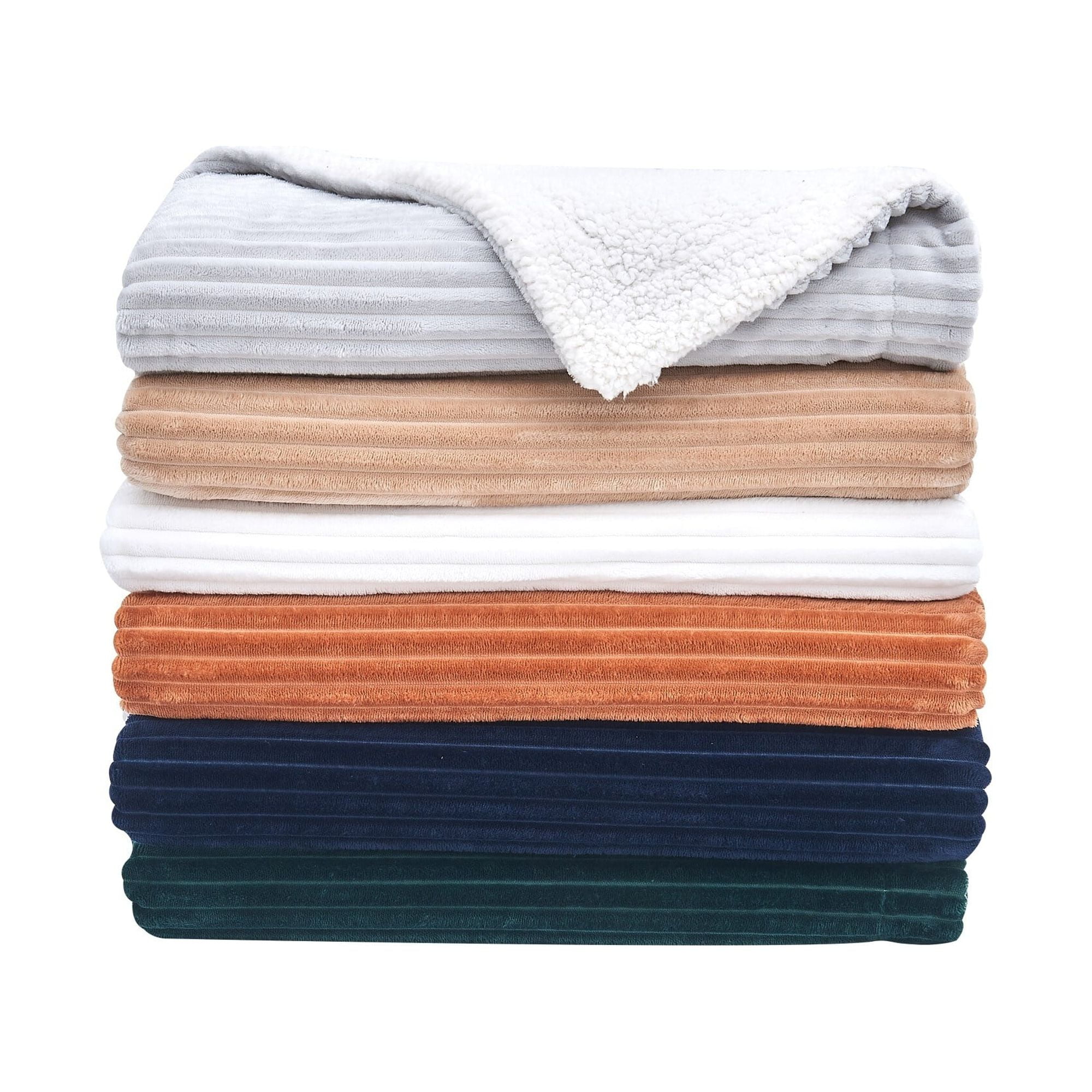 Linery & Co. Luxurious Ribbed Texture Reversible Sherpa Blanket 50