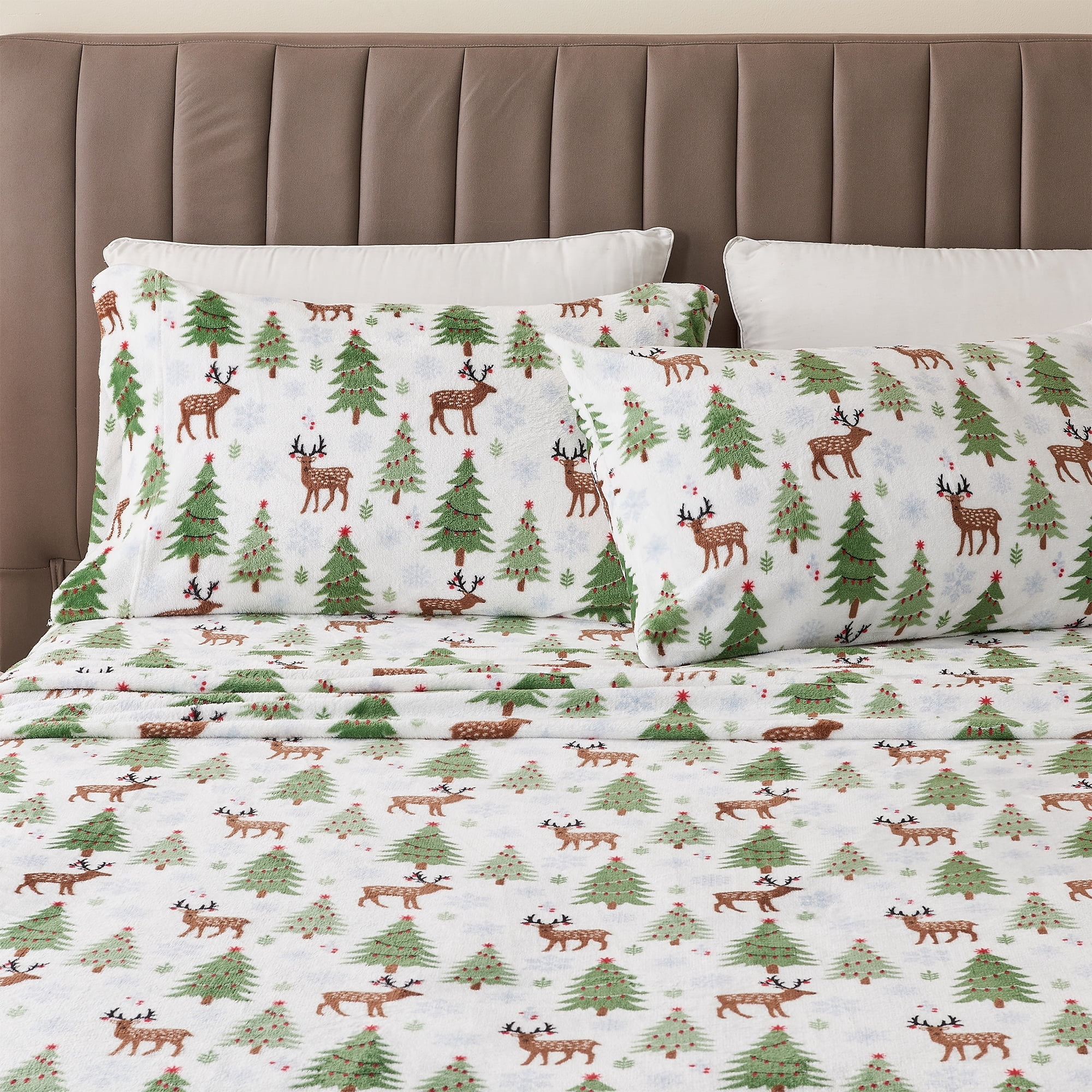Rustic Plush Linery & Co. Rustic Lodge Velvet Plush 4-Piece Sheet Set Deer, Trees ...
