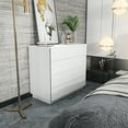 thumbnail image 1 of Lines 35''x 32'' 4 Wood -Drawer Dresser, Chest, Modern 4 Drawer Dresser, Bedroom Chest for Kids Room, Bathroom, Closet, Entryway, Hallway White Finish, 1 of 6