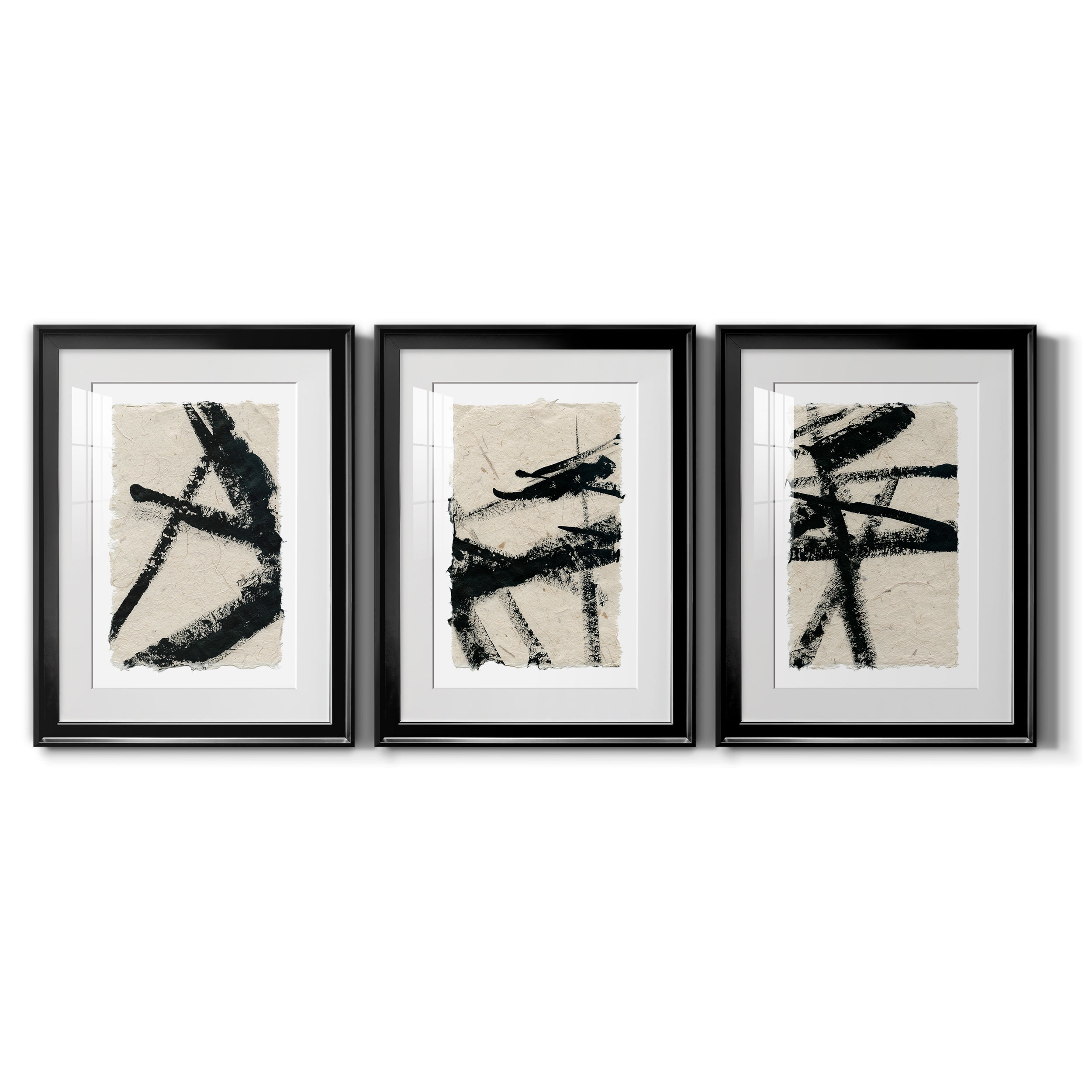 Lines Crossed I Premium Framed Prints Set of 3 - Ready to Hang - 22 x 30 Each - Black Frame
