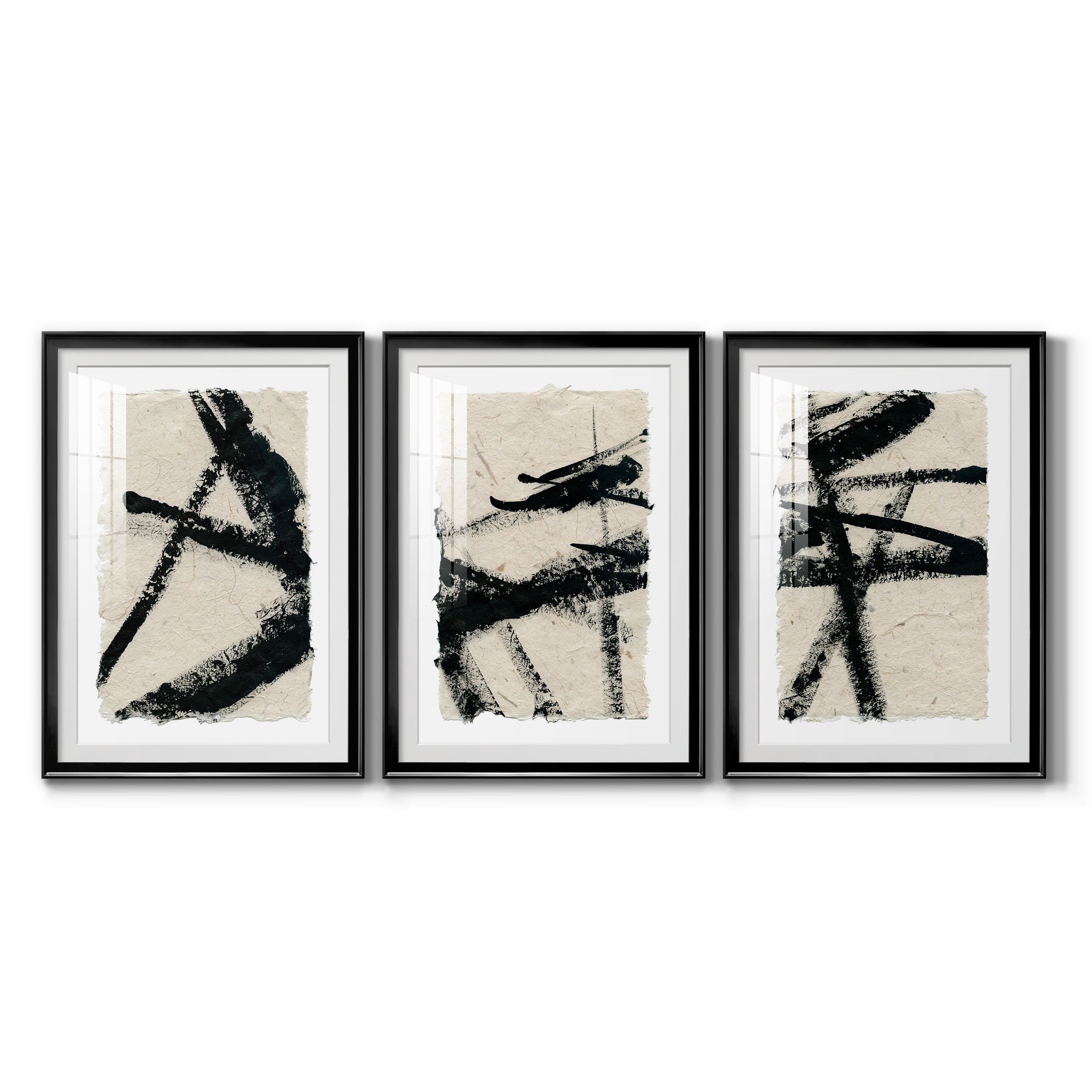 Lines Crossed I Premium Framed Prints Set of 3 - Ready to Hang - 30.5 x 42.5 Each - Black Frame