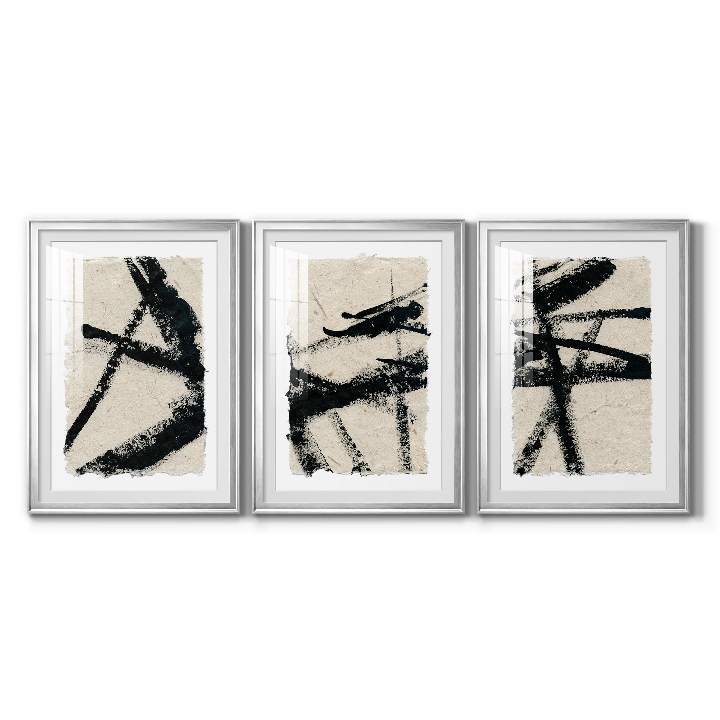 Lines Crossed I Premium Framed Prints Set of 3 - Ready to Hang - 30.5 x 42.5 Each - Silver Frame