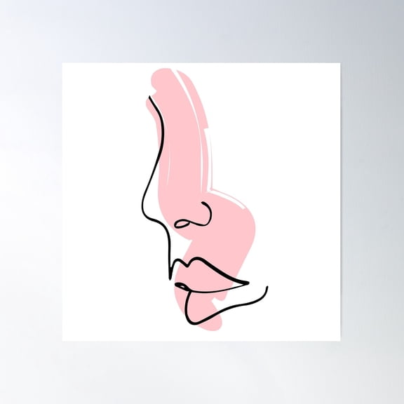 Lines Drawing Beautiful Woman Face Vector Poster Wall Art, Modern Wall Decor For Living Room Bedroom, 16x16 UNFRAMED