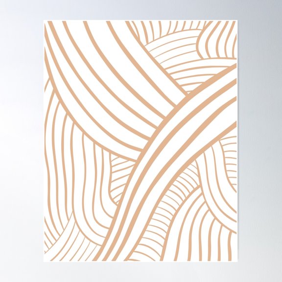 Lines Overlapping Depth Orange Poster Wall Art, Modern Wall Decor For Living Room Bedroom, 12x18 UNFRAMED