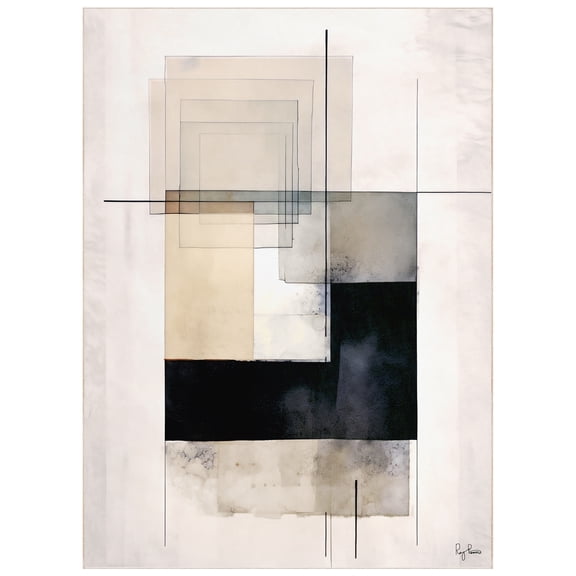 Lines and Squares II Washable Geometric Art Area Rug size 8'x10', Power-loomed, Heavenly Softness with Non-Slipping Backing