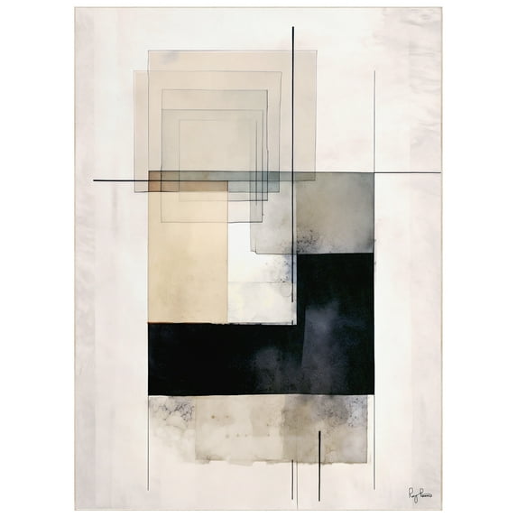 Lines and Squares II Washable Geometric Art Area Rug size 8'x10', Power-loomed, Heavenly Softness with Non-Slipping Backing