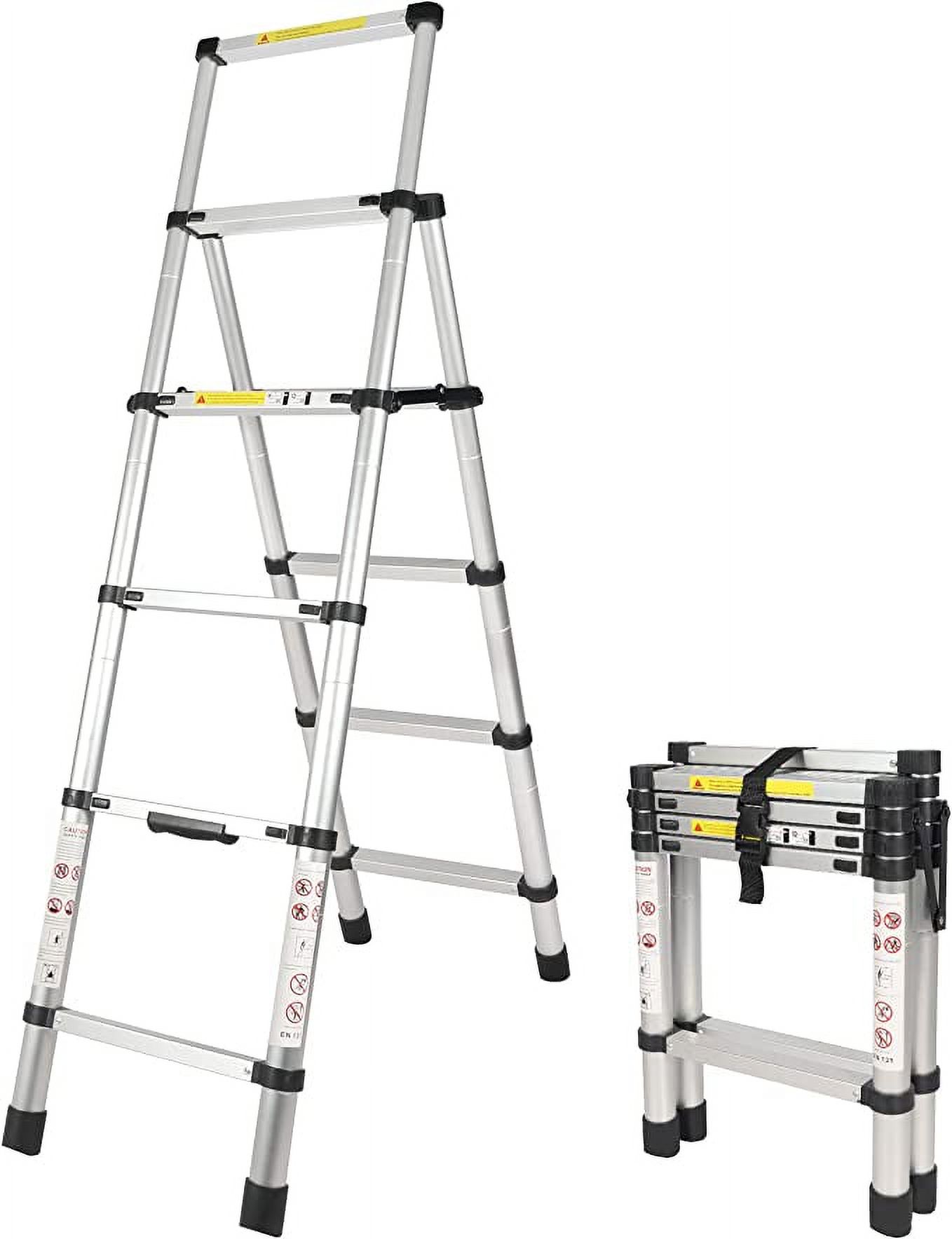 Lineslife 4+5 Telescoping Ladder 4.5 FT, Folding Aluminum Telescopic