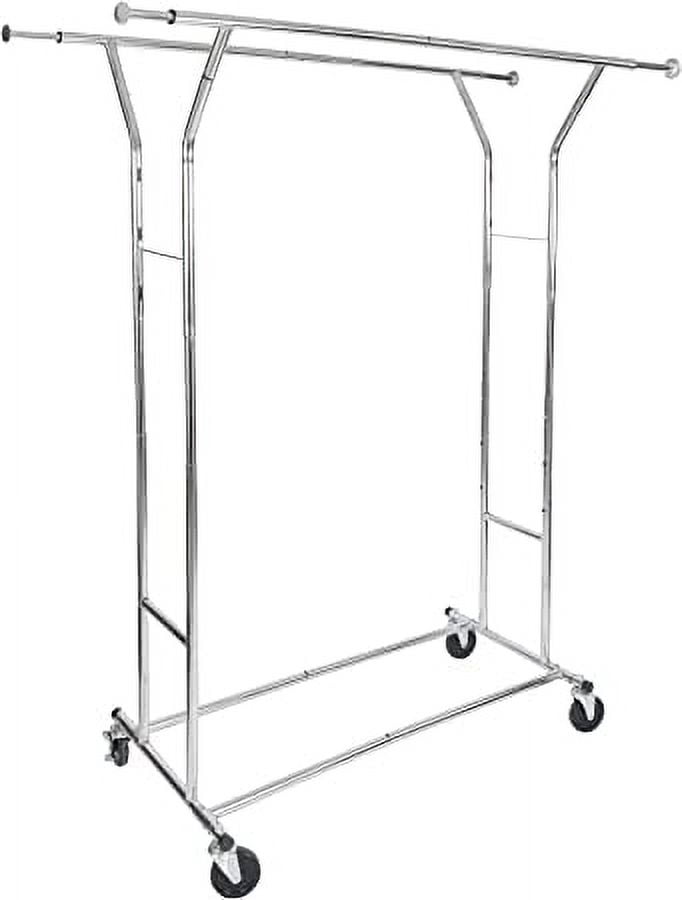 Lineslife Double Clothing Rack with Wheels, Rolling Clothes Rack Heavy
