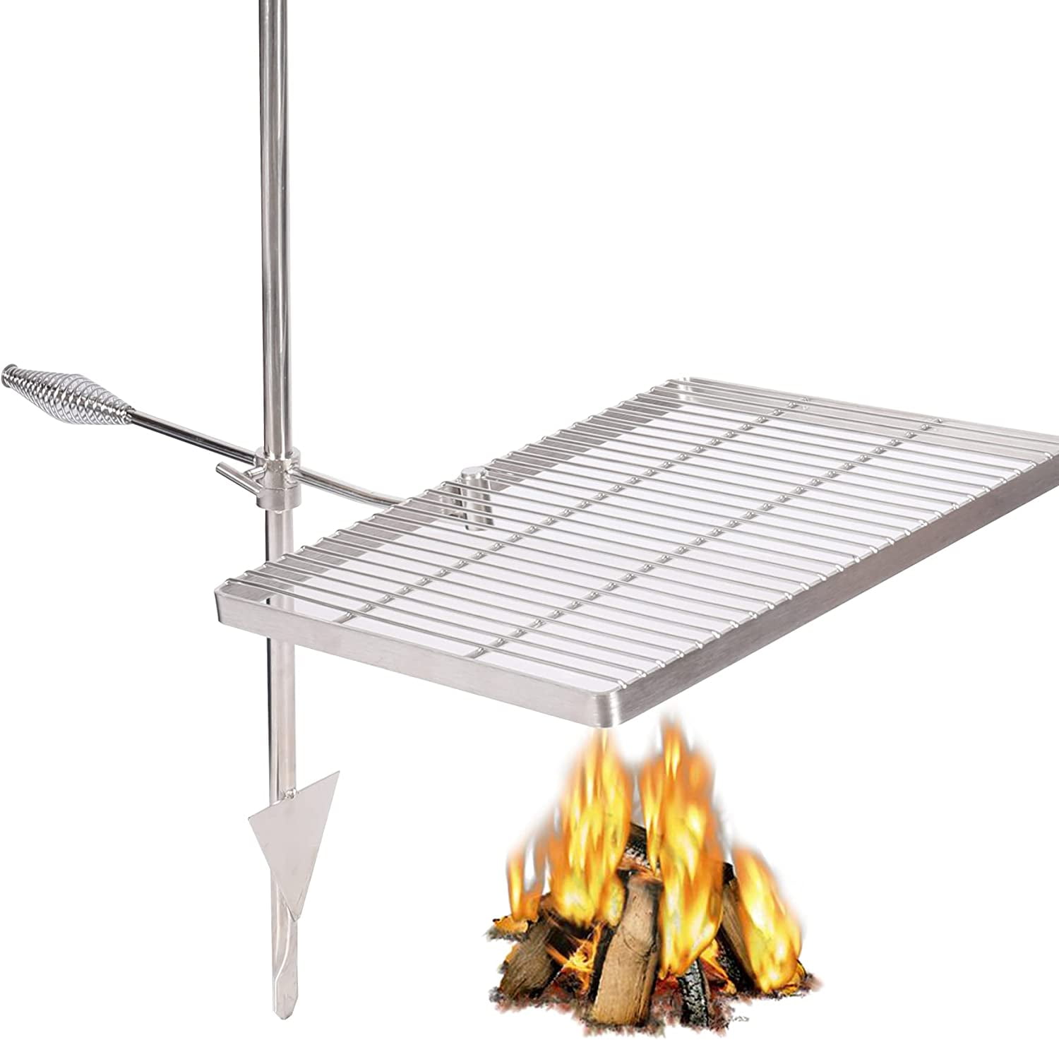 Lineslife Stainless Swivel Campfire Grill Grate, Heavy Duty Fire Pit