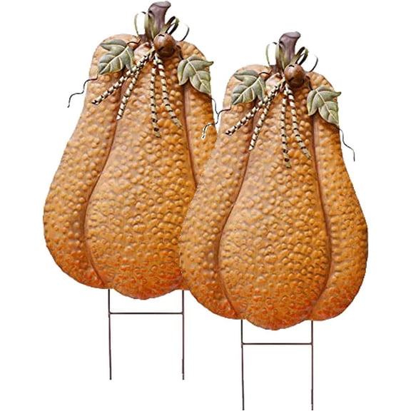 Linfevisi Metal Pumpkin Stakes Yard Signs Decorative Garden Stake Fall Decor Pumpkins Lawn Stakes Ornaments Outdoor Fall Garden Decor Fall Yard Decorations Autumn Harvest Thanksgiving Halloween 20"