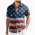 thumbnail image 1 of Linfrsh 250 Years America Shirt, American Flag Shirts for Men Patriotic Short Sleeve Button Up American Flag Independence Day Outfits(Blue,6XL), 1 of 6