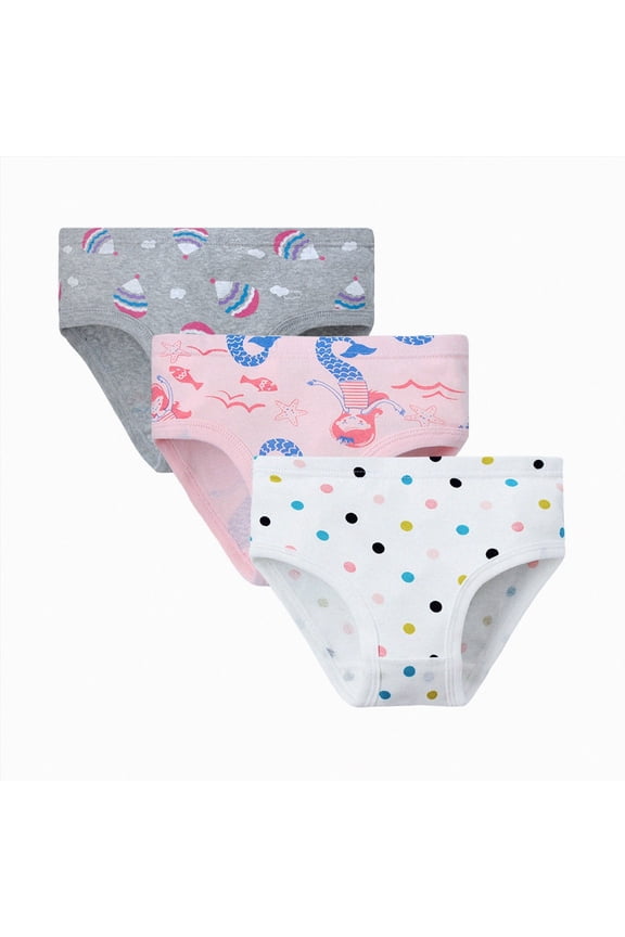 5t Underwear Girls 3Pack Panties Soft Comfort Knickers Cotton Underwear Little Girls Assorted Briefs(White,5-6 Years)