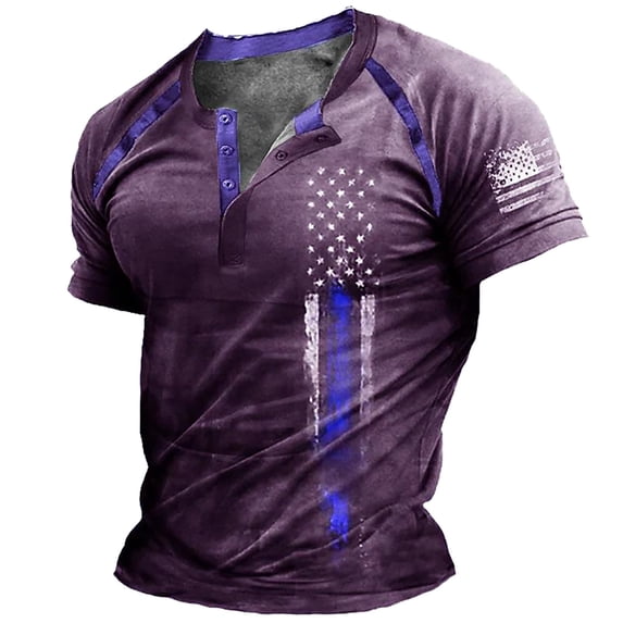Linfrsh American Flag Shirt Happy Firework T-Shirt,Men'S 4th of July Shirts,Independence Day Shirts Purple,XL