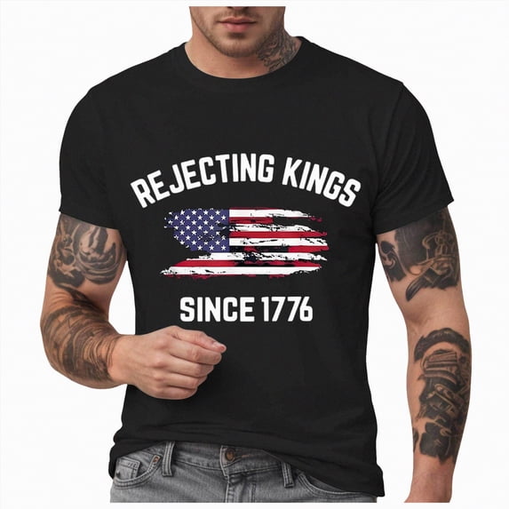 Linfrsh American Flag T Shirts for Men American Flag 250 Years Independence Day 4th of July Graphic Tee(Black,2XL)