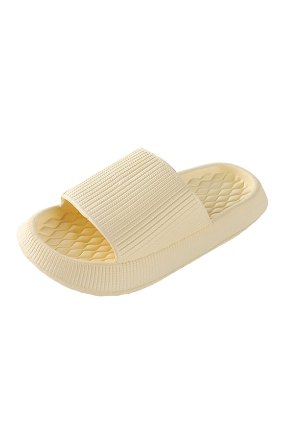 Anti-Slip Clouds Slippers for Women and Men, Double Strap Slides Sandals Thick Sole Open Toe Slippers for Shower Bathroom Indoor Outdoor Yellow,9