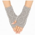 thumbnail image 1 of Linfrsh Arm Gloves Clothirily Arm Warmers, Women's Winter Long Fingerless Gloves Knit Mitten Gloves Arm Sleeves for Women with Thumb Hole Grey,One Size, 1 of 5