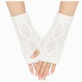 thumbnail image 1 of Linfrsh Arm Gloves Knitted Arm Warmers Gloves Winter Long Fingerless Mittens Thumb hole Gloves for Women and Men White,One Size, 1 of 4