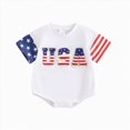 thumbnail image 1 of Linfrsh Baby 4th of July Outfit Boy Girl Newborn Infant Toddler USA T Shirts Oversized Romper Onesie Cute Clothes(White,0-3 Months), 1 of 4