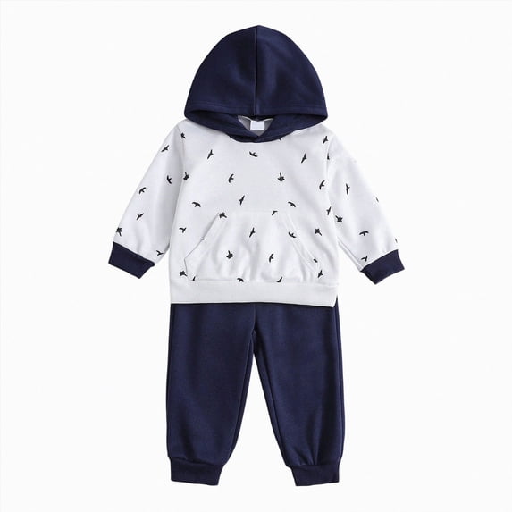 Linfrsh Baby Boy Clothes Toddler Boy Clothes 2 Piece Hooded Sweatsuit for Fall Winter 2T 3T 4T 5T Boys Clothing