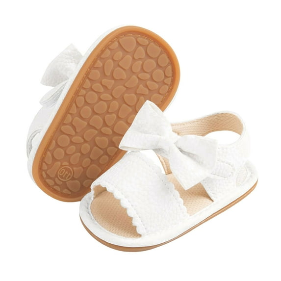 Linfrsh Baby Boy Girl Sandals Cute Soft Rubber Sole Anti-Slip Summer Outdoor Shoes Toddler First Walking Shoes(White,Size 0-6 Months)