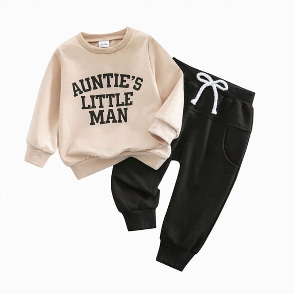 Linfrsh Baby Clothes Baby Boy Girl Long Sleeve Sweatshirt Pullover Pant Fall Solid Color Outfit