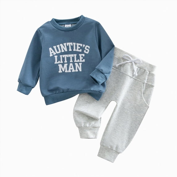 Linfrsh Baby Clothes Baby Boy Girl Long Sleeve Sweatshirt Pullover Pant Fall Solid Color Outfit