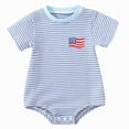 thumbnail image 1 of Linfrsh Baby Girl Clothes 12 18 Months 4th of July Outfits Baby Girl USA Romper Fourth of July Onesie Independence Day Bodysuit Memorial Day Clothes(Light Blue,6-12 Months), 1 of 9