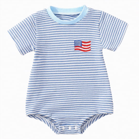 Linfrsh Baby Girl Clothes 12 18 Months 4th of July Outfits Baby Girl USA Romper Fourth of July Onesie Independence Day Bodysuit Memorial Day Clothes(Light Blue,6-12 Months)