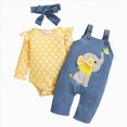 thumbnail image 1 of Linfrsh Baby Girl Clothes Outfits Fall Winter Cute Romper Cartoon Overalls Jeans Pants Headband Set, 1 of 6