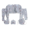 thumbnail image 1 of Linfrsh Baby Girl Preemie Clothes Preemie Twin Baby Boy Clothes Baby 5PCS Sleeve +Bib Tops+Hat+Pants Long Girls Outfits Long Sleeve Cute Grey,0-3 Months, 1 of 4