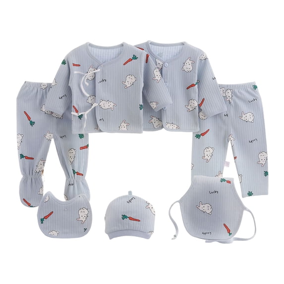 Linfrsh Baby Girl Preemie Clothes Preemie Twin Baby Boy Clothes Baby 5PCS Sleeve +Bib Tops+Hat+Pants Long Girls Outfits Long Sleeve Cute Grey,0-3 Months