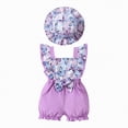 thumbnail image 1 of Linfrsh Baby Girl Short Sleeve Romper Baby Girl Outfit Girl Short Sleeve Bubble Onesie Romper Summer Infant Newborn Clothes(Purple,18-24 Months), 1 of 8