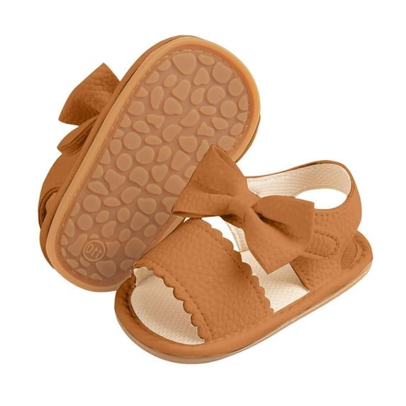 Linfrsh Baby Girls Boys Breathable Bowknot Sandals Anti-Slip Soft Rubber Sole Summer Outdoor Shoes Toddler First Walking Shoes(Brown,Size 0-6 Months)