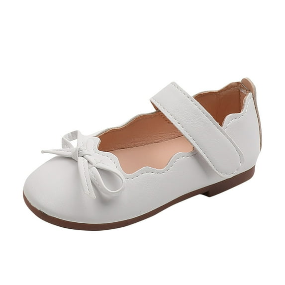 Linfrsh Baby Girls' Flats Bowknot Non-Slip Toddler Girls Dress Shoes Princess Wedding Shoes Ballet Flats for Girls(White,6 )